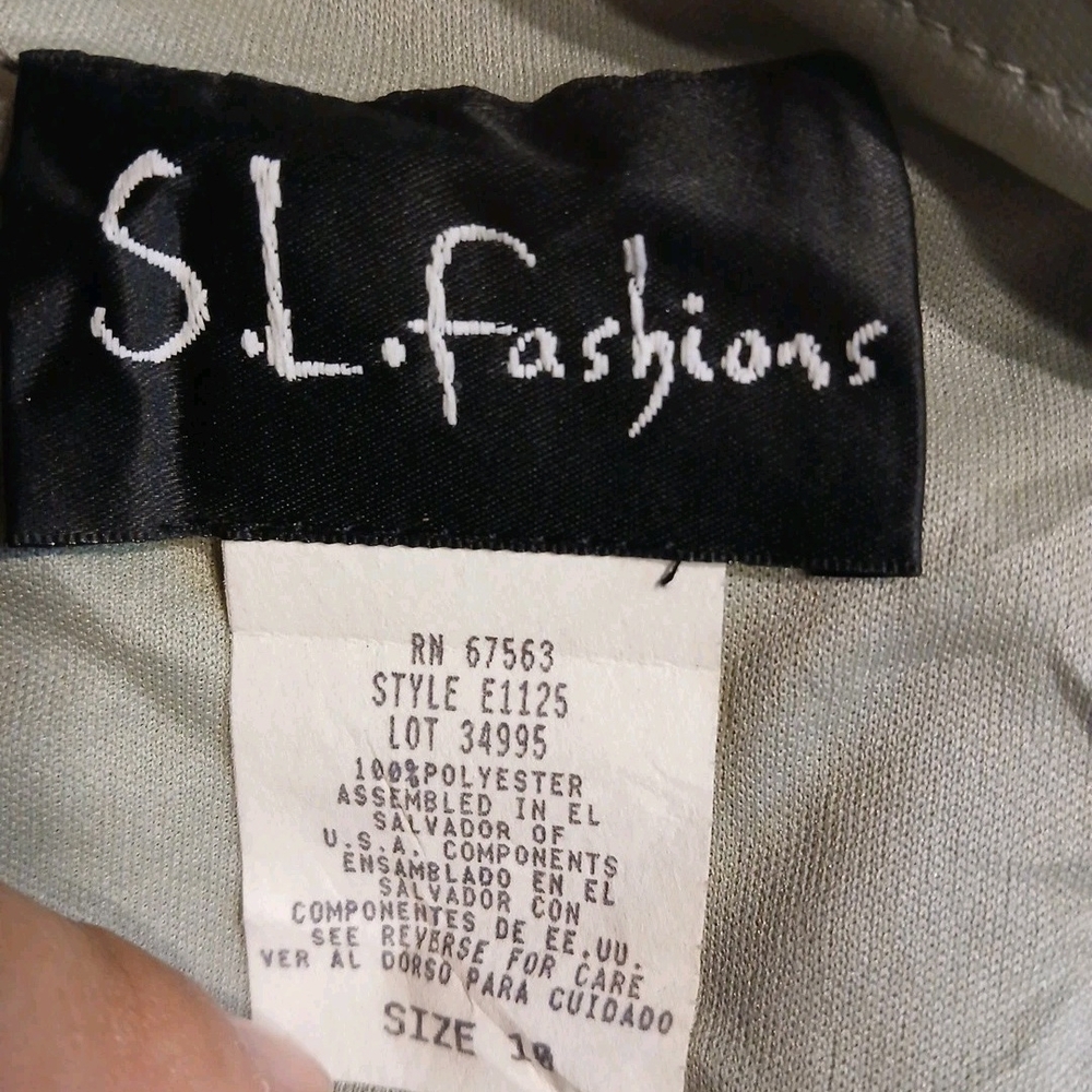 S.L. Fashions Green Floral Vintage 90's Asimmetrical Dress - Picture 7 of 11